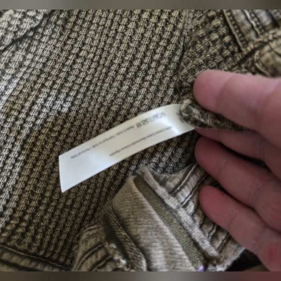 Free People One Mason Hoodie Jacket Army Green Waffle Knit Small - Picture 8 of 8